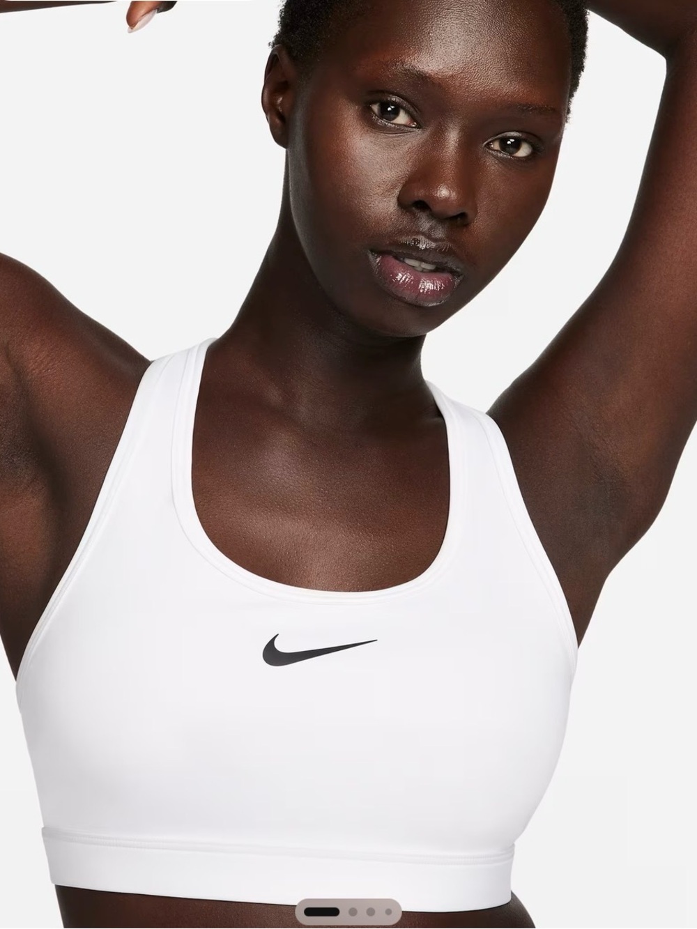 Nike White swoosh Medium-Support Scoop-Neck Sports Race Back Bra
